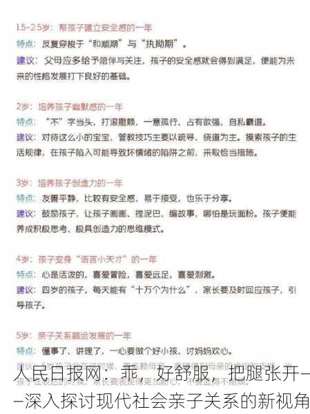 人民日报网：乖，好舒服，把腿张开——深入探讨现代社会亲子关系的新视角
