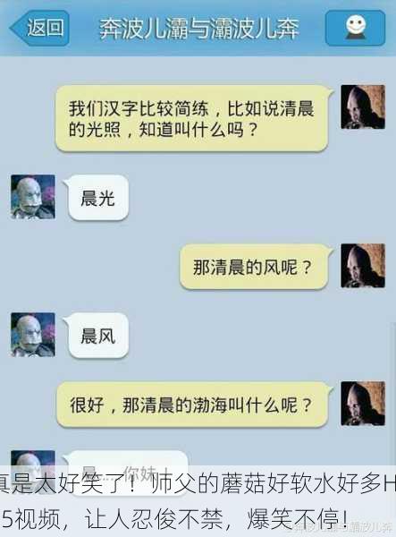 真是太好笑了！师父的蘑菇好软水好多H15视频，让人忍俊不禁，爆笑不停！