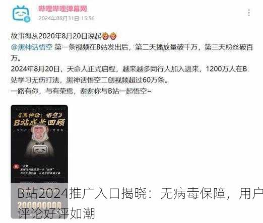 B站2024推广入口揭晓：无病毒保障，用户评论好评如潮