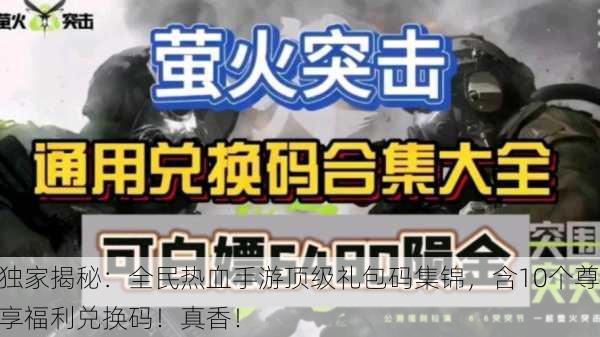独家揭秘：全民热血手游顶级礼包码集锦，含10个尊享福利兑换码！真香！