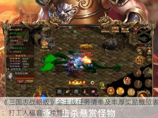 《三国志战略版》全主线任务清单及丰厚奖励概览表：打工人福音，冲鸭！