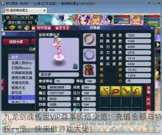 九龙剑魂传世VIP尊享价格全览：充值金额与特权一览，快来做游戏大佬！