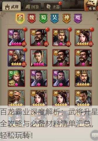 百龙霸业深度解析：武将升星全攻略与必备材料清单汇总，轻松玩转！