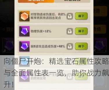 向僵尸开炮：精选宝石属性攻略与全面属性表一览，助你战力飙升！