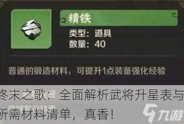 终末之歌：全面解析武将升星表与所需材料清单，真香！