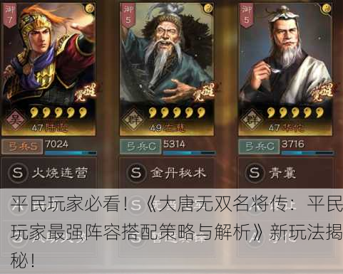 平民玩家必看！《大唐无双名将传：平民玩家最强阵容搭配策略与解析》新玩法揭秘！