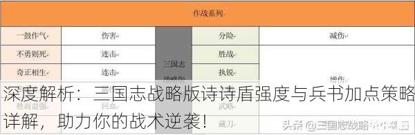 深度解析：三国志战略版诗诗盾强度与兵书加点策略详解，助力你的战术逆袭！