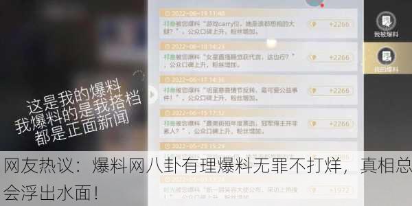网友热议：爆料网八卦有理爆料无罪不打烊，真相总会浮出水面！