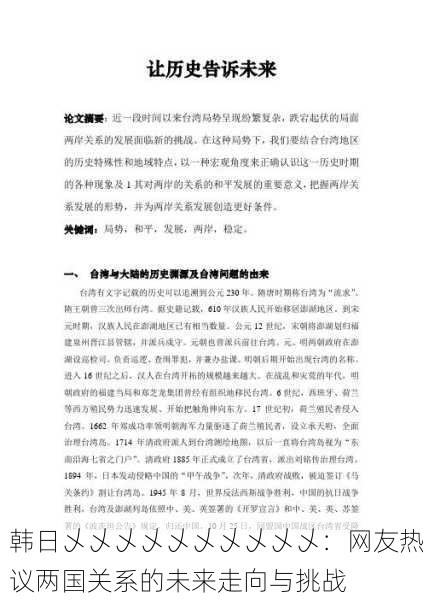 韩日乄乄乄乄乄乄乄乄乄乄：网友热议两国关系的未来走向与挑战
