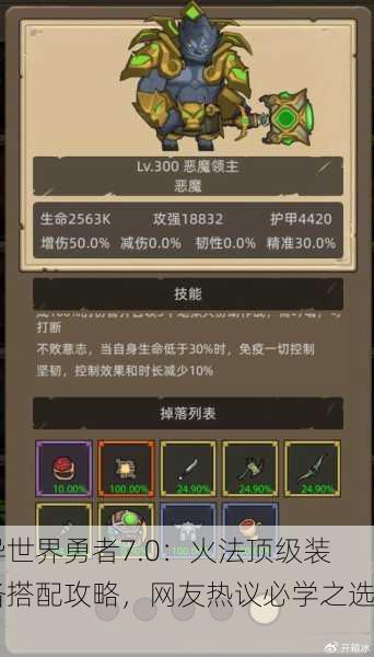 异世界勇者7.0：火法顶级装备搭配攻略，网友热议必学之选！