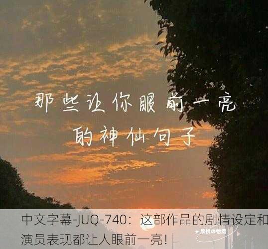 中文字幕-JUQ-740：这部作品的剧情设定和演员表现都让人眼前一亮！