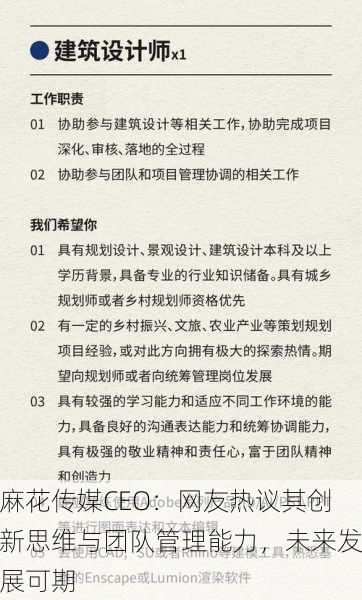 麻花传媒CEO：网友热议其创新思维与团队管理能力，未来发展可期