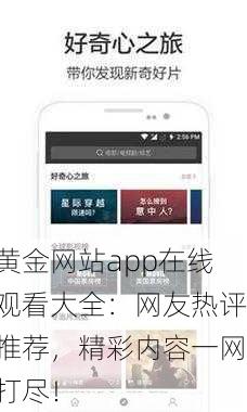 黄金网站app在线观看大全：网友热评推荐，精彩内容一网打尽！
