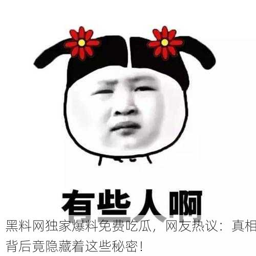 黑料网独家爆料免费吃瓜，网友热议：真相背后竟隐藏着这些秘密！