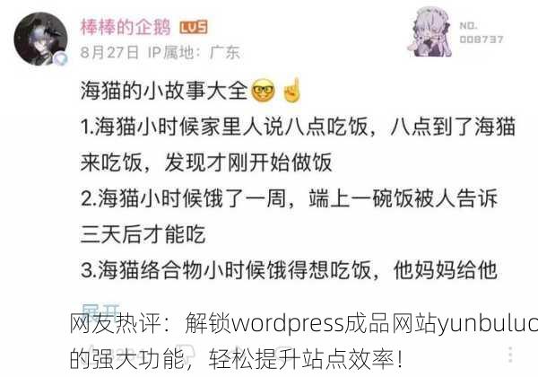 网友热评：解锁wordpress成品网站yunbuluo的强大功能，轻松提升站点效率！