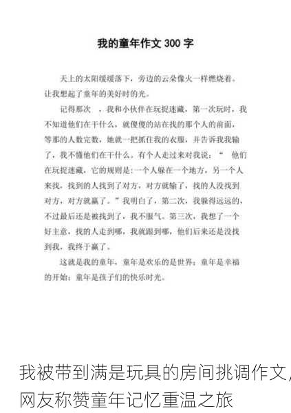 我被带到满是玩具的房间挑调作文，网友称赞童年记忆重温之旅
