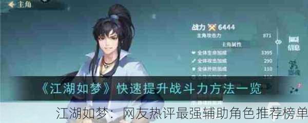 江湖如梦：网友热评最强辅助角色推荐榜单
