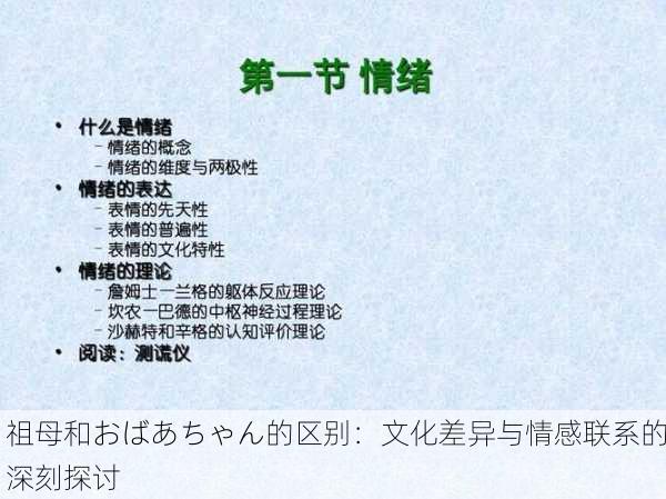 祖母和おばあちゃん的区别：文化差异与情感联系的深刻探讨