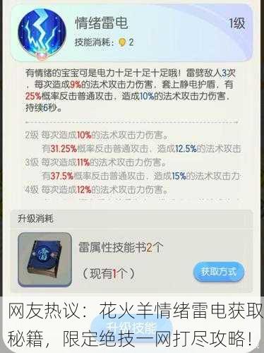 网友热议：花火羊情绪雷电获取秘籍，限定绝技一网打尽攻略！