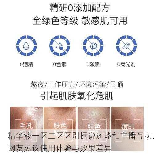 精华液一区二区区别据说还能和主播互动，网友热议使用体验与效果差异