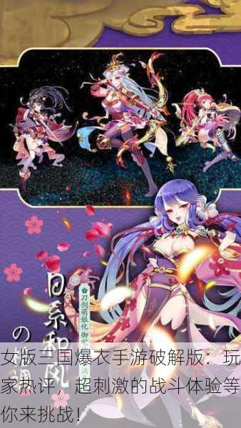 女版三国爆衣手游破解版：玩家热评，超刺激的战斗体验等你来挑战！