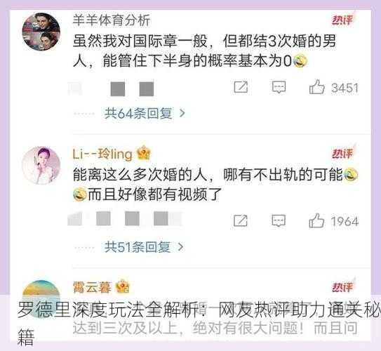 罗德里深度玩法全解析：网友热评助力通关秘籍