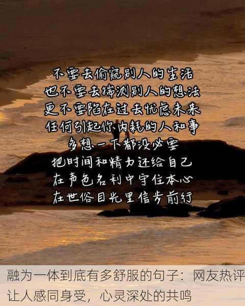 融为一体到底有多舒服的句子：网友热评让人感同身受，心灵深处的共鸣