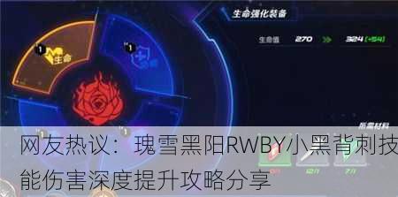 网友热议：瑰雪黑阳RWBY小黑背刺技能伤害深度提升攻略分享