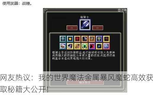 网友热议：我的世界魔法金属暴风魔蛇高效获取秘籍大公开！