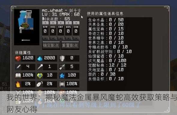 我的世界：揭秘魔法金属暴风魔蛇高效获取策略与网友心得