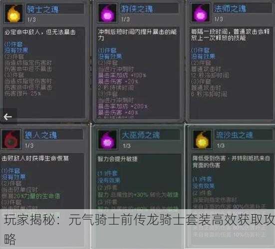 玩家揭秘：元气骑士前传龙骑士套装高效获取攻略