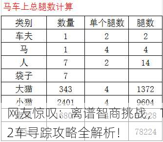 网友惊叹：离谱智商挑战，12车寻踪攻略全解析！