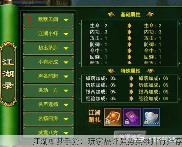 江湖如梦手游：玩家热评强势英雄排行推荐
