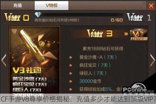 CF手游V8尊享价格揭秘：充值多少才能达到顶级VIP？