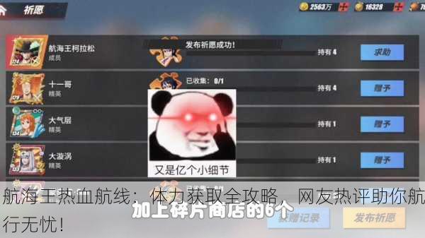 航海王热血航线：体力获取全攻略，网友热评助你航行无忧！