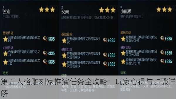 第五人格雕刻家推演任务全攻略：玩家心得与步骤详解