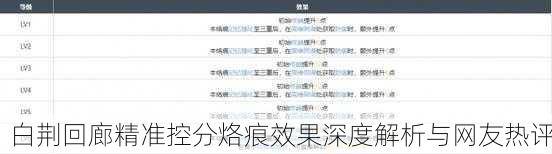 白荆回廊精准控分烙痕效果深度解析与网友热评