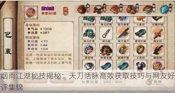 烟雨江湖秘技揭秘：天刀活脉高效获取技巧与网友好评集锦