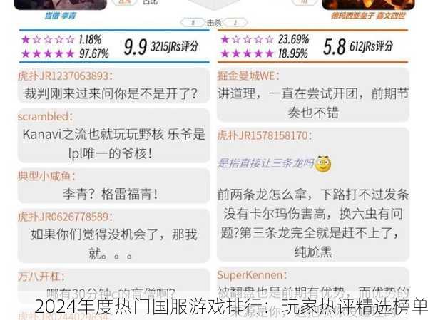 2024年度热门国服游戏排行：玩家热评精选榜单