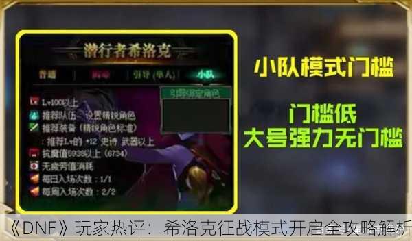 《DNF》玩家热评：希洛克征战模式开启全攻略解析！