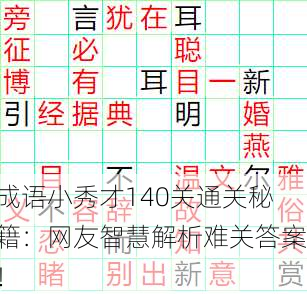 成语小秀才140关通关秘籍：网友智慧解析难关答案！