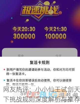 网友热评：小小仙王试剑天下挑战规则深度解析与推荐