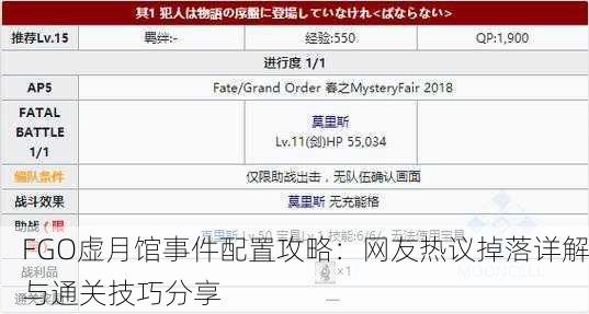 FGO虚月馆事件配置攻略：网友热议掉落详解与通关技巧分享