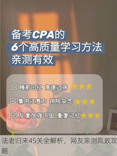 法老归来45关全解析，网友亲测高效攻略