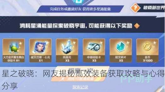 星之破晓：网友揭秘高效装备获取攻略与心得分享