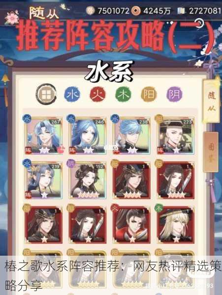 椿之歌水系阵容推荐：网友热评精选策略分享
