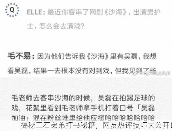 揭秘三石弟弟打书秘籍，网友热评技巧大公开！