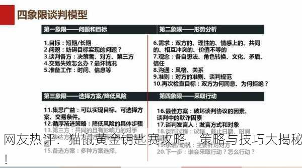 网友热评：猫鼠黄金钥匙赛攻略，策略与技巧大揭秘！