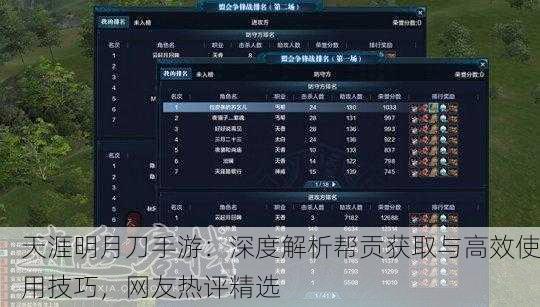 天涯明月刀手游：深度解析帮贡获取与高效使用技巧，网友热评精选