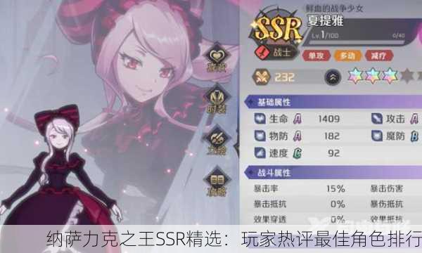 纳萨力克之王SSR精选：玩家热评最佳角色排行